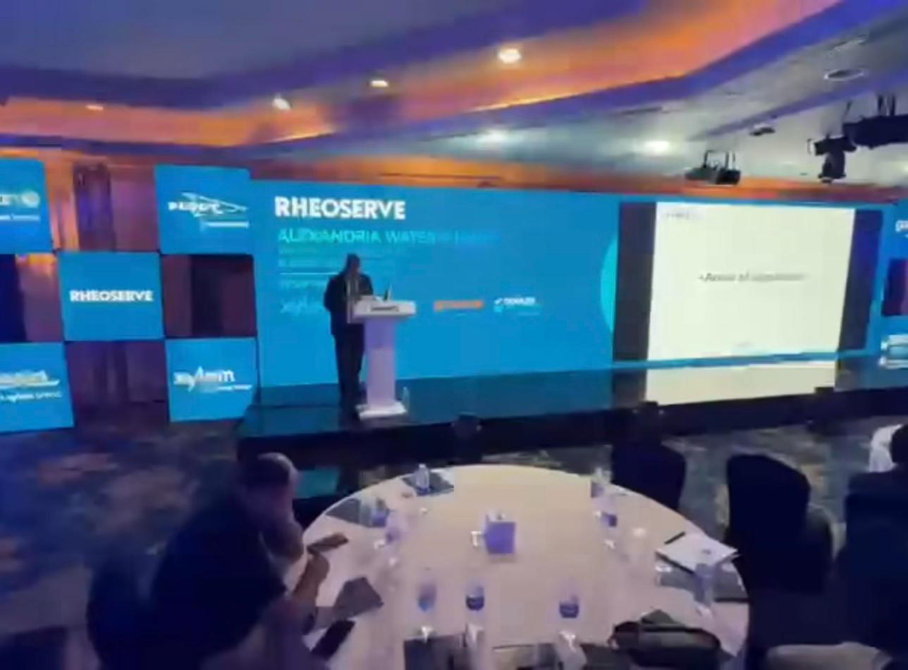 RHEOSERVE presentation on stage at the Alexandria Water Summit